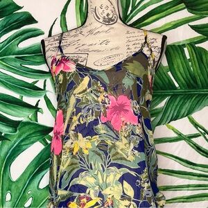 ASTR Small Green Pink Sheer Tropical Cruise Travel Vacation Summer Swim Coverup